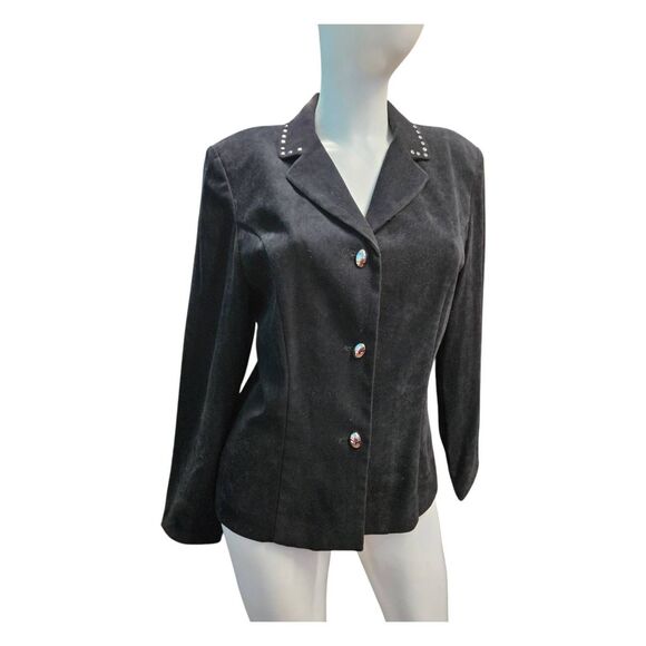Amanda Smith Jackets & Blazers - Amanda Smith Black Silver Studded Blazer Womens Size 8